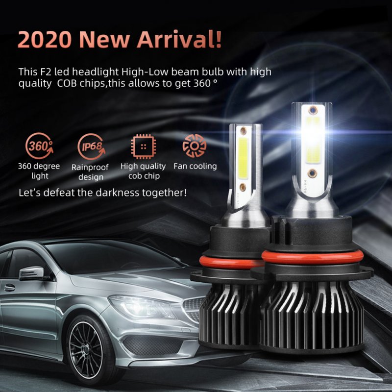 1 Pair Aluminum Car  Led  Headlight Ip68 Waterproof Heatproof 6000k 12000/min Cob Bulbs 9007/HB5