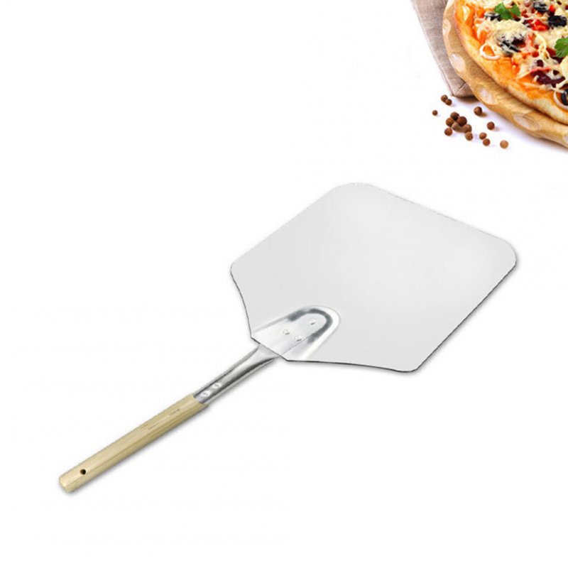 9*11 Inch Wooden Handle Aluminum Kitchen Pizza Shovel Oven Paddle Tray Baking Accessories silver_9*11 inch, full length 58cm