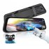 9 66 Inch Mirror Dash Cam Front Rear 1080P Camera IPS Touch Screen 150   Wide View Split Screen Driving Recorder Black