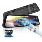 9.66 Inch Mirror Dash Cam Front Rear 1080P Camera Touch Screen Driving Recorder