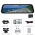 9 66 Inch Mirror Dash Cam Front Rear 1080P Camera IPS Touch Screen 150   Wide View Split Screen Driving Recorder Black