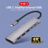 9 In 1 Usb Type  C  Adapter Hub  With Hdmi compatible 4k Pd Gigabit Ethernet Vga Usb3 0 Audio Sd tf Ports Expander  For Windows grey