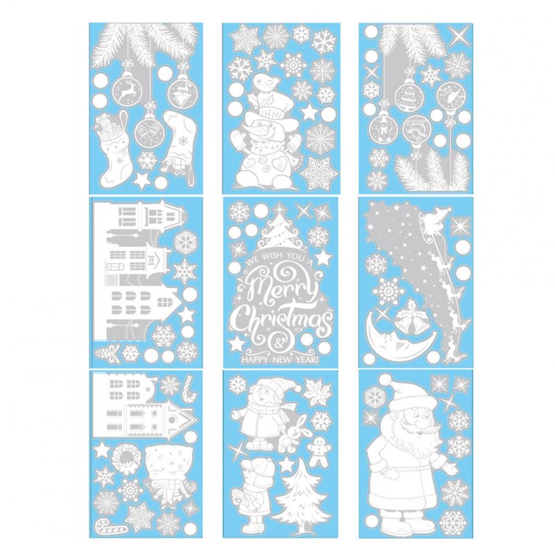 9 Sheets Christmas Electrostatic Window Stickers Glass