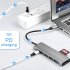 9 in 1 Adapter Cable Metal Usb C Hub Dual Display Pd Charging Type C Adapter 3 5mm Audio Jack Grey