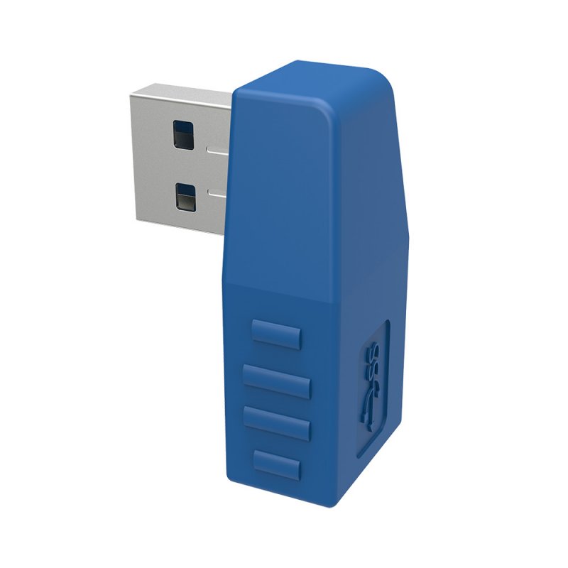 90 Degree USB 3.0 Type-A male Female Vertical Left and Right Down Angle Adapter USB 3.0 M / F Laptop Connector Blue
