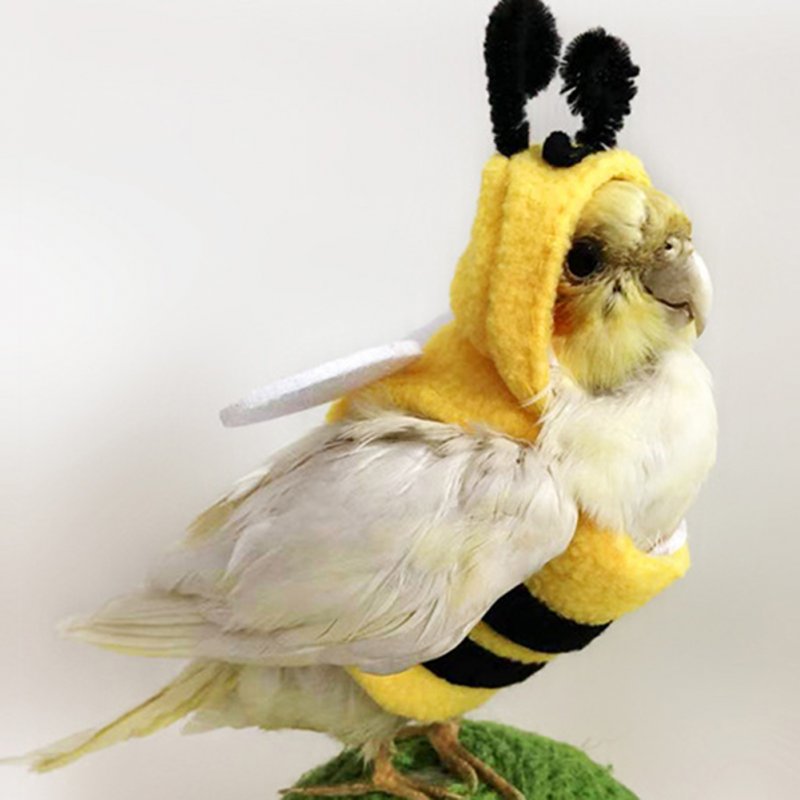 Pet Birds Bee Shaped Hoodies Cosplay Outfit Dress Up Clothes For Parrots African Greys Parakeet Cockatiel Sun Conure Finch Budgie 