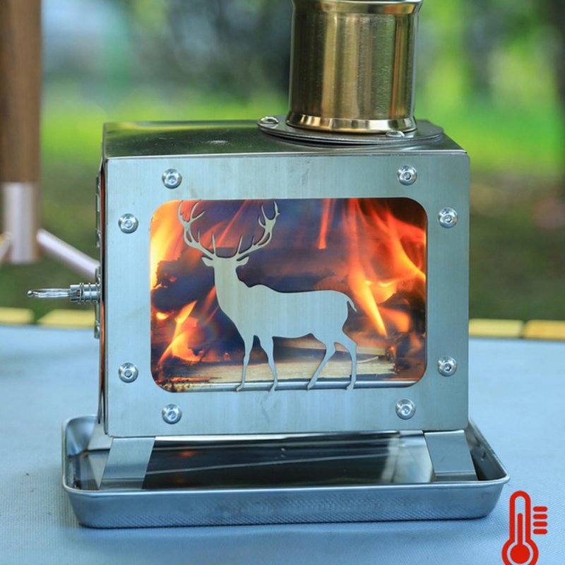 Outdoor Wood Burning Stove With Chimney Pipe Backpacking Stove For Cooking Camping Tent Hiking Fishing Backpacking 