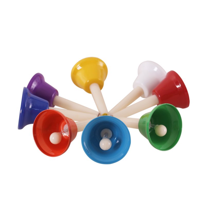 8 Pcs Handbell Hand Bell 8-Note Colorful Kid Children Musical Toy Percussion Instrument color