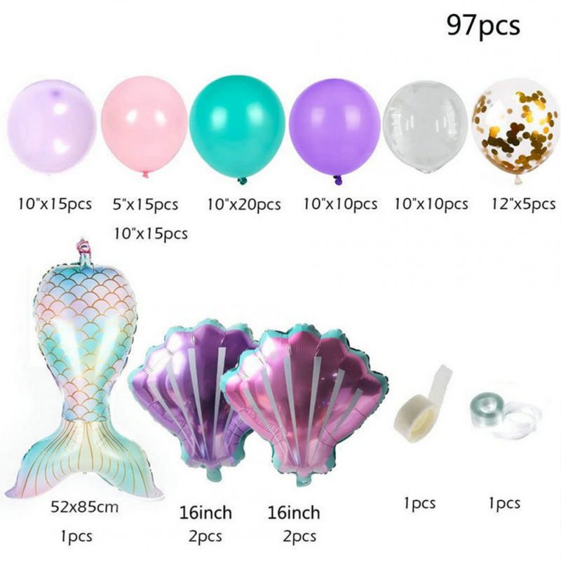 97pcs Mermaid Theme Balloon Garland Arch Kit for Baby Shower Birthday Wedding