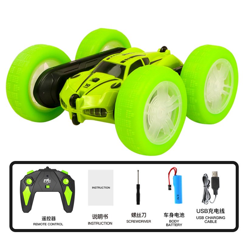 Remote Control Car 2.4ghz Electric Double Sided 360° Rolling Rotating Stunt RC Car with Headlights 
