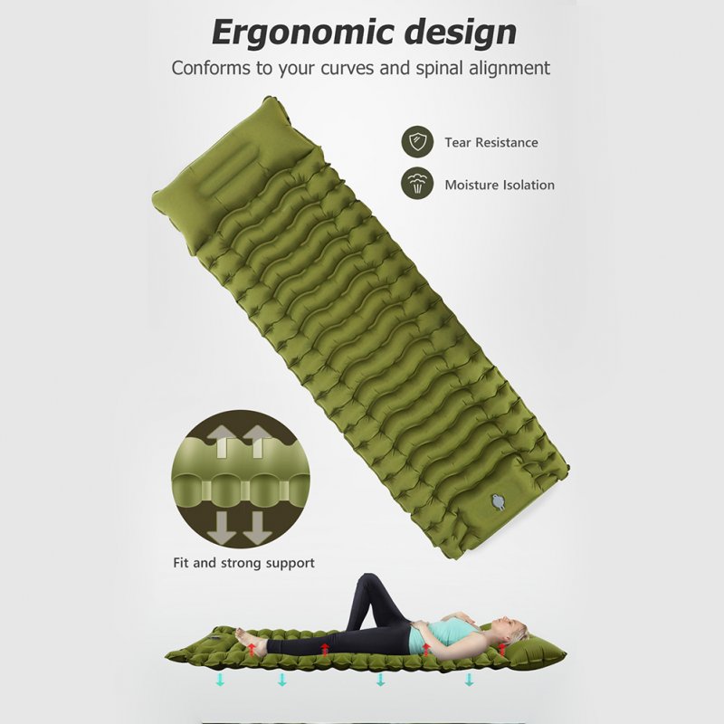 Camping Sleeping Pad Ultralight Mat with Built-In Foot Pump Pillow Inflatable Sleeping Pads 