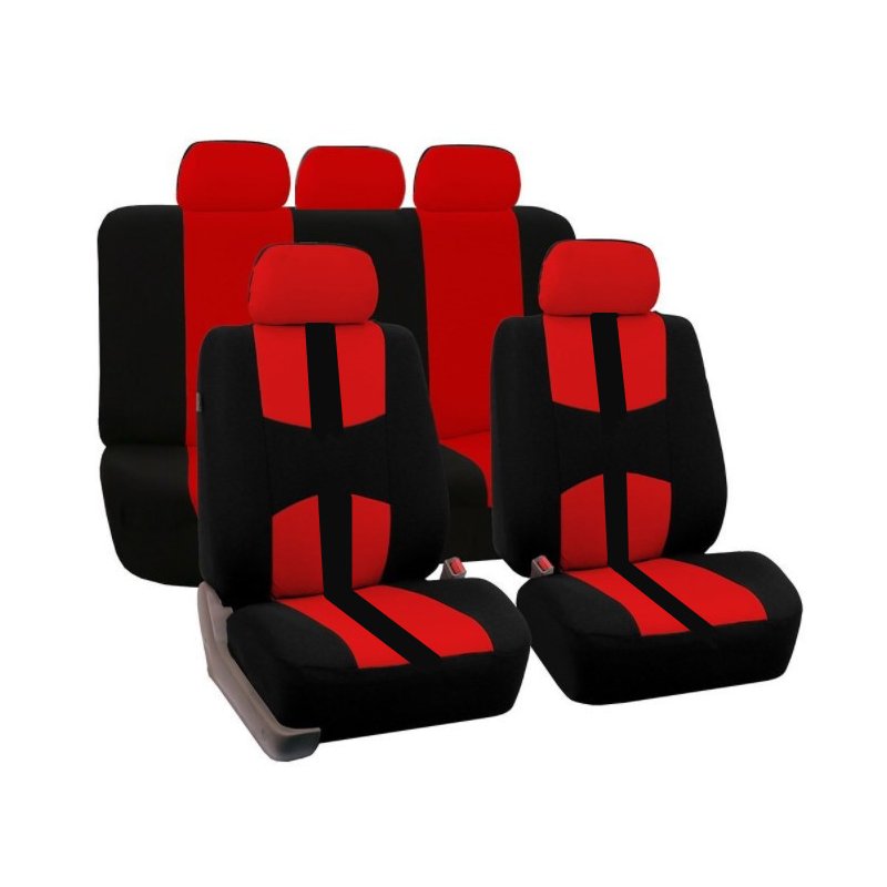 Red 9Pcs Car Seat Covers 
