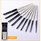 9Pcs Paint Brushes Black White Nylon Hair Mixed Head Brush Set