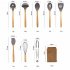 9Pcs Set Kitchen Utensil Set Silicone Cooking Nonstick Cookware Spatula Spoon Set  with bamboo seat