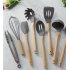 9Pcs Set Kitchen Utensil Set Silicone Cooking Nonstick Cookware Spatula Spoon Set  with bamboo seat
