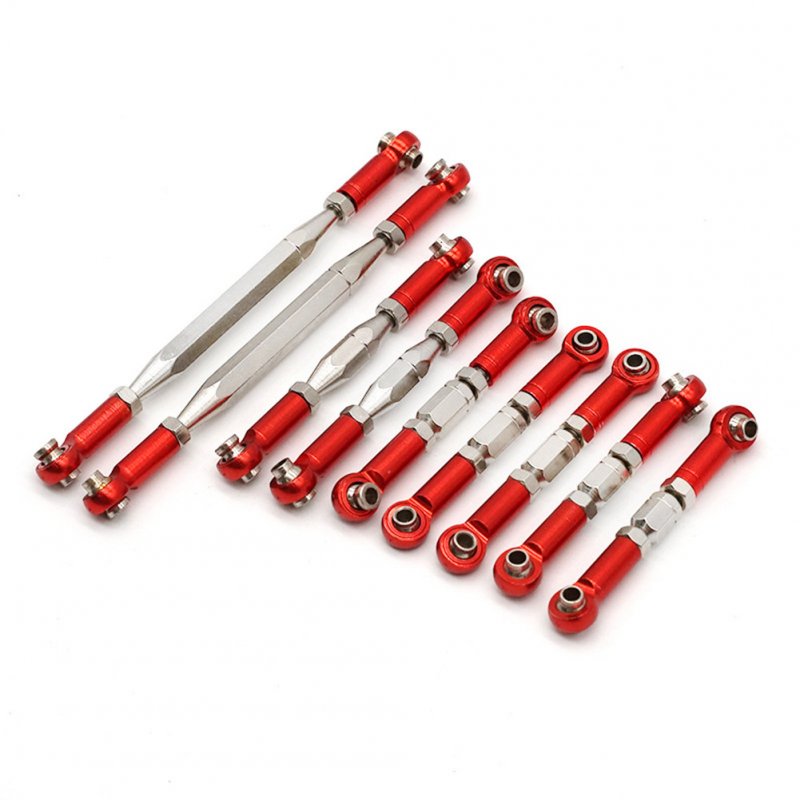9Pcs WLtoys 12428 FY-03 Adjustable Metal Pull Rod for 1:12 RC Car Upgrade Accessories red