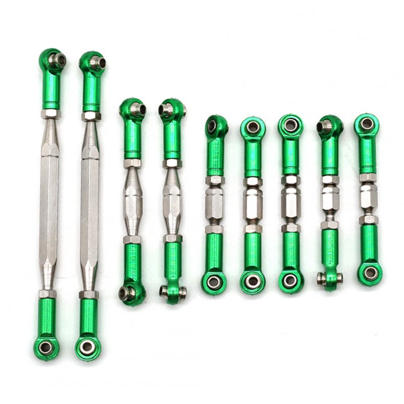 9Pcs WLtoys 12428 FY-03 Adjustable Metal Pull Rod for 1:12 RC Car Upgrade Accessories green