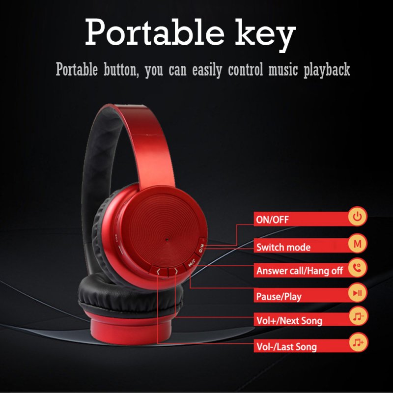 Head-mounted Foldable Plug In Card Heavy Bass Stereo Bluetooth Headset 