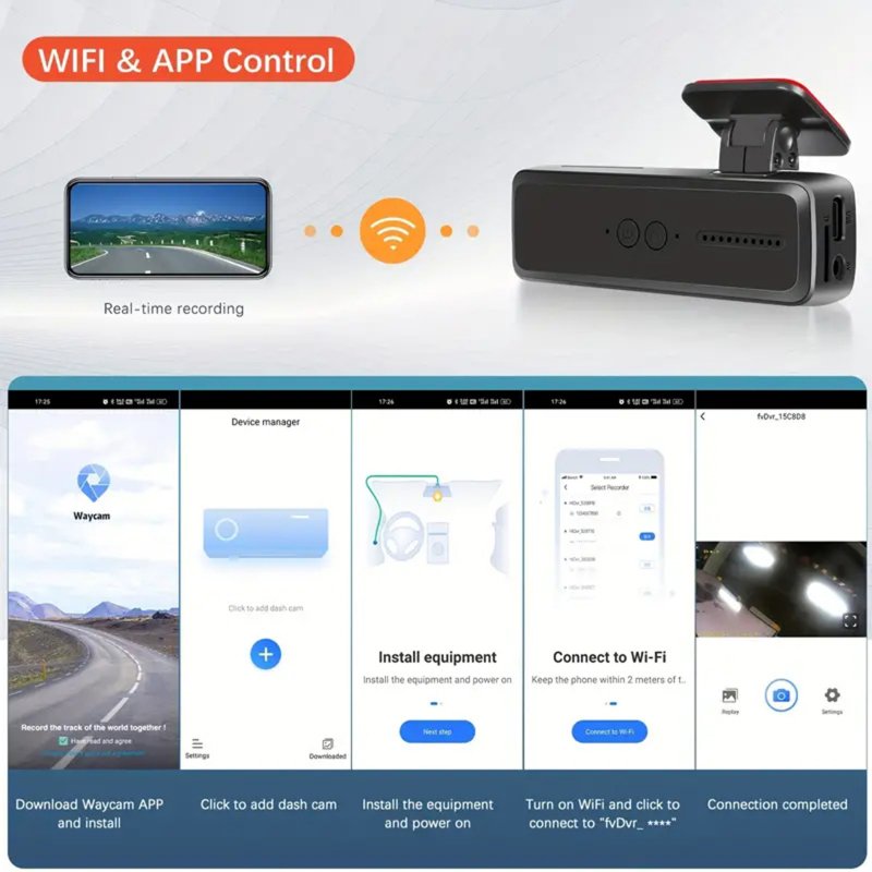 Dash Cam Wifi 1080P USB Car Camera Adas Assisted Driving Loop Recording 150° Wide Angle Driving Recorder
