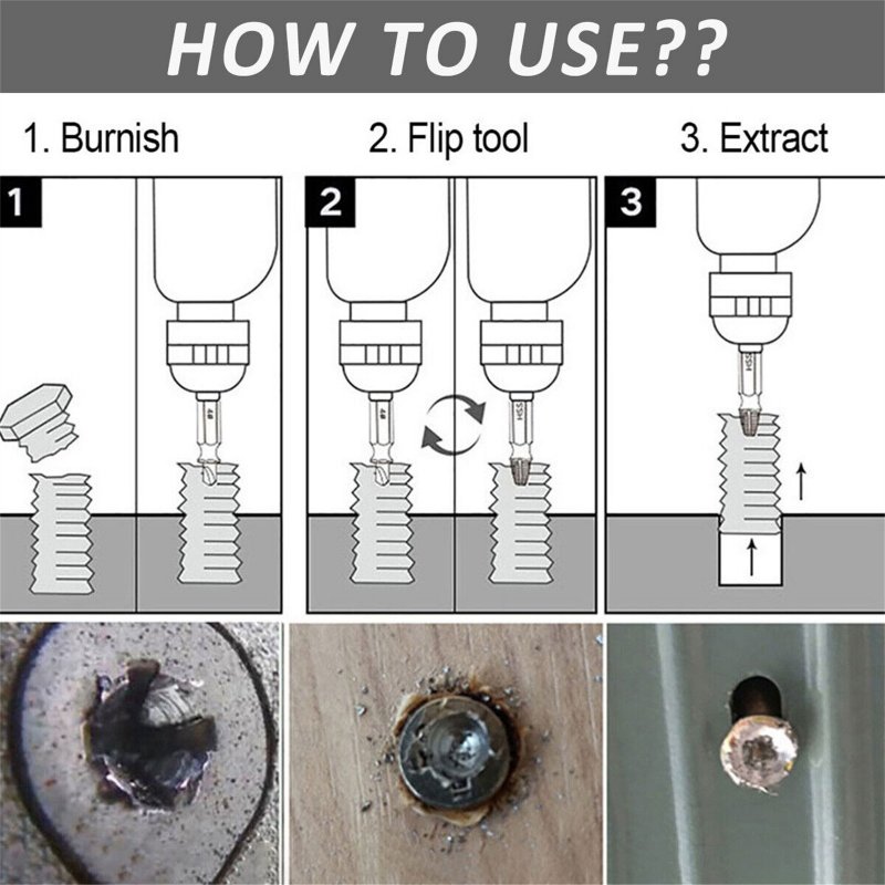 10Pcs Screw Extractor Alloy Steel Damaged Screw Remover Set For Broken Rounded Off Painted Over Rusted Tight Bolts 