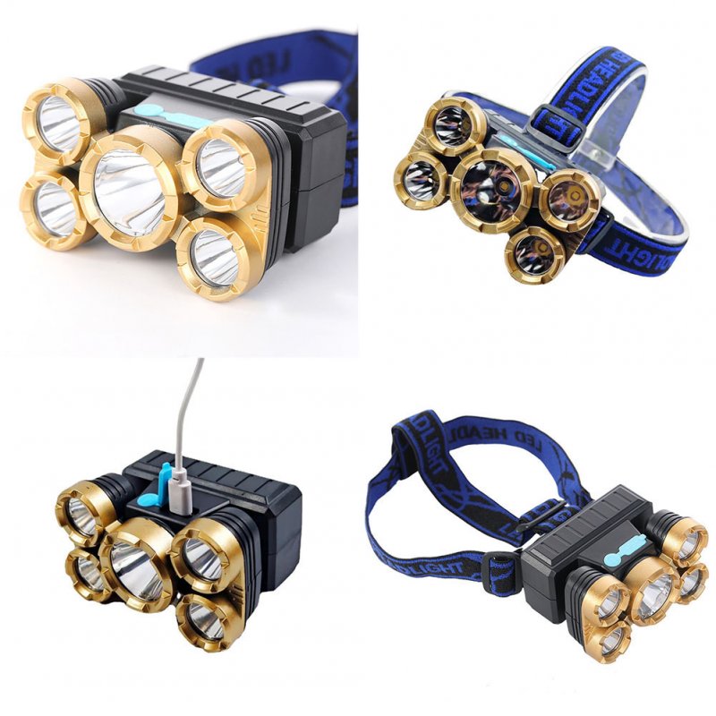 5led Headlamp Usb Rechargeable Super Bright Strong Light Fishing Lights For Outdoor Camping Fishing 