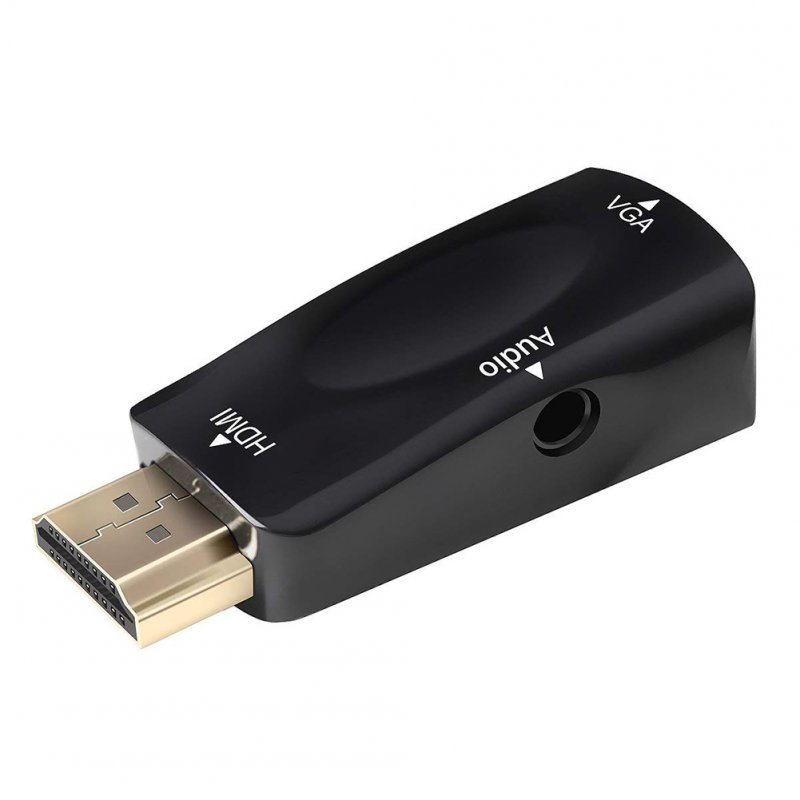 1080P HDMI to VGA Converter Adapter + 3.5 mm Audio Video Jack full HD PC Laptop Black