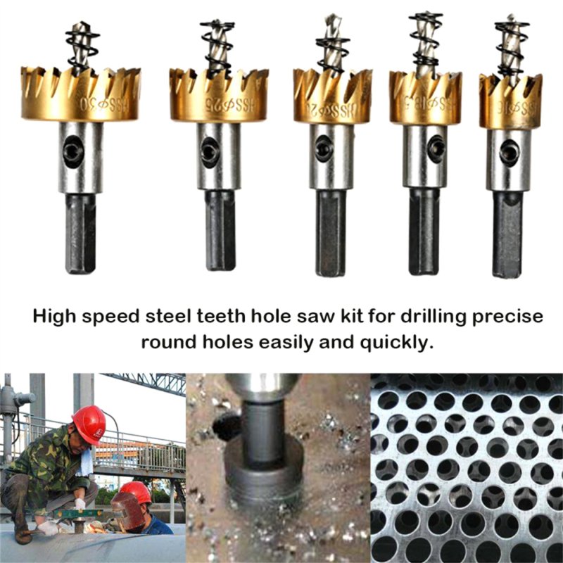 5pcs Hss Hole Opener 15-30mm High-Precision Wear-Resistant Metal Sheet Punch Drill 15mm/17mm/18mm/23mm/30mm