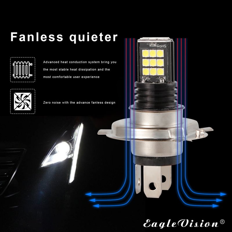 2pcs/set H4/9003 8 Rows 24SMD High Brightness LED Anti-fog Lights Bulb