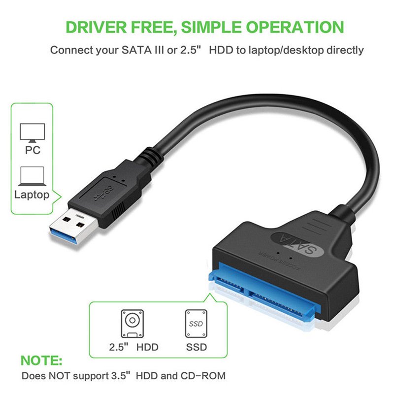 USB 3.0 to 2.5" SATA III Hard Drive Adapter Cable/UASP -SATA to USB3.0 Converter 