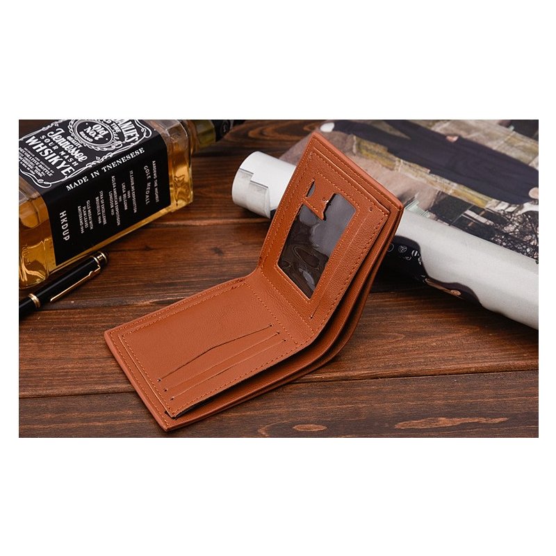 Men Boys Teens Xams Gift Concise Wearable PU Leather Multi Position Wallet Purse 