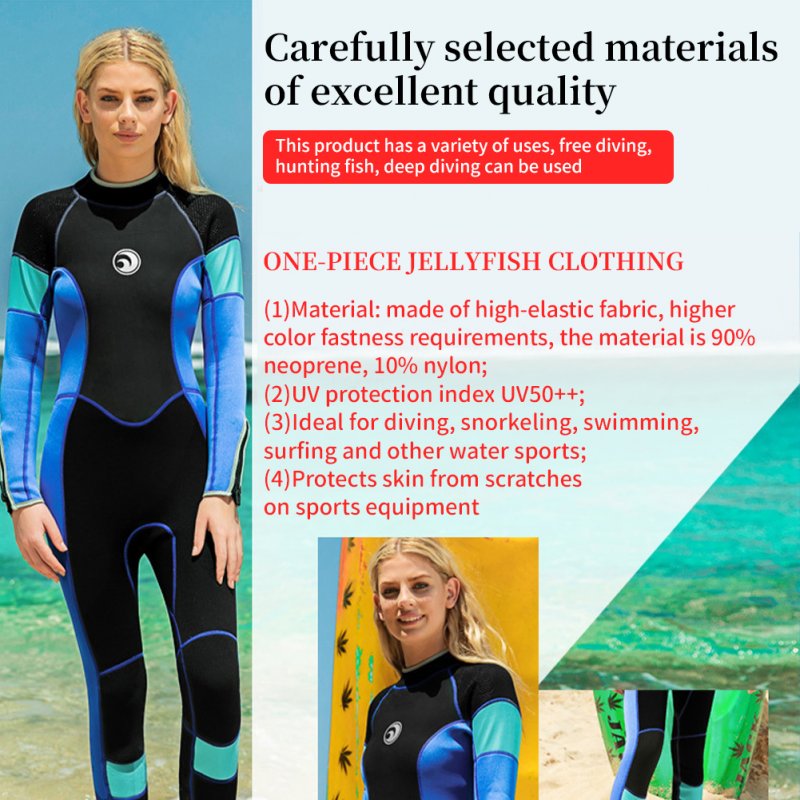 Women's 3MM Full Body Wetsuit Warm Neoprene Swimsuit Full Body Long Sleeves Sunsuit For Snorkeling Kayaking Orange Purple 138 XL