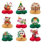 9pcs Christmas Honeycomb Centerpieces Ornaments With Santa Snowman Elk Design For Christmas Party Favors Table Decors 9 styles/set