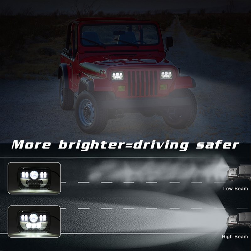 300W 7 inch 30000LM LED Headlight for Off-road Truck Vehicle 6000K white + Amber _1pc