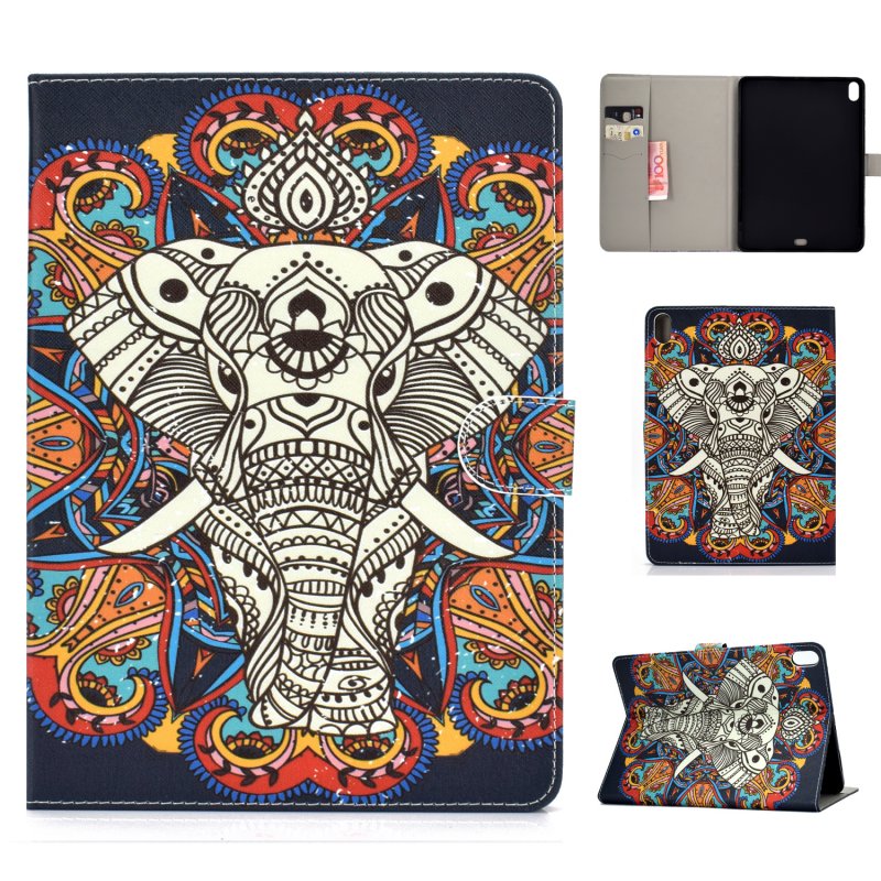 For iPad Pro 11 Laptop Protective Case Smart Stay Color Painted PU Cover with Front Snap 