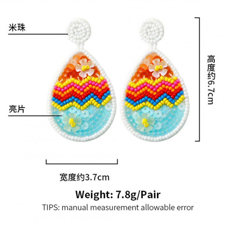 Easter Earrings For Women Colorful Egg Shape Hand-woven Beaded Earrings Jewelry Accessories For Girls Gifts 