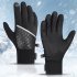 A Pair Men Women Cycling Gloves Thickened Warm Touch screen Wind proof Gloves black L