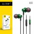 A03 Wired Headset With Microphone Excellent Stereo No delay In ear Headphone Earbuds green