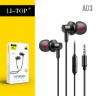 A03 Wired Headset With Microphone Excellent Stereo No delay In ear Headphone Earbuds black