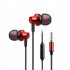 A03 Wired Headset With Microphone Excellent Stereo No delay In ear Headphone Earbuds red