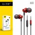 A03 Wired Headset With Microphone Excellent Stereo No delay In ear Headphone Earbuds red