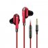 A06 Dual speaker Mobile Phone  Headset  Wired Headphones  Noise Cancelling Stereo In ear Earphone With Mic 3 5mm Jack Universal Earpods Red