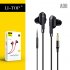 A06 Dual speaker Mobile Phone  Headset  Wired Headphones  Noise Cancelling Stereo In ear Earphone With Mic 3 5mm Jack Universal Earpods black
