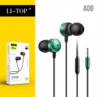 A08 In-ear Wired Headset Hifi Bass Tuning Calling Music Headphone Wire-controlled Microphone Gaming Earplugs green