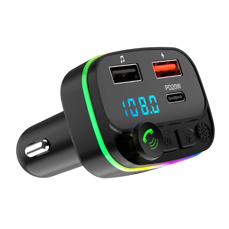 Car Charger Bluetooth-compatible 5.0 Fm Transmitter Hands-free Calling Dual Usb Music Player Car Audio Receiver 