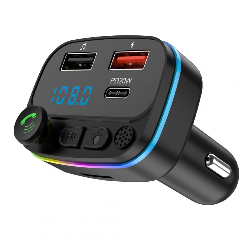 Car Charger Bluetooth-compatible 5.0 Fm Transmitter Hands-free Calling Dual Usb Music Player Car Audio Receiver 