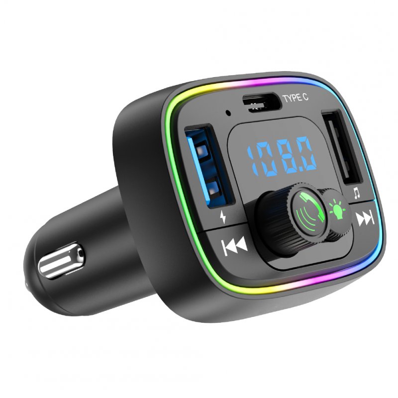Car Fm Transmitter Bluetooth-compatible Hands-free Calling Lossless Music Player Dual Usb Charger Car Kit 