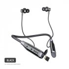 A12 Hanging Neck Bluetooth  Headset Long Standby Semi-in-ear / In-ear Electricity Display Sports Pluggable Card Wireless Earphone A12 black-in-ear