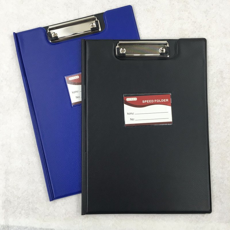 A4 Leather Folding Clipboard Office Document Holder Filing Clip Board A4 leather folding plate clip (random color)_318*230
