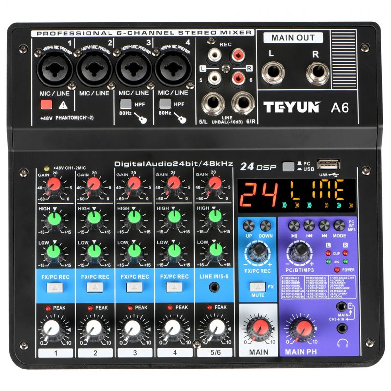 A6 Portable Sound Mixing Console Controller Mini Portable Console Audio Mixer