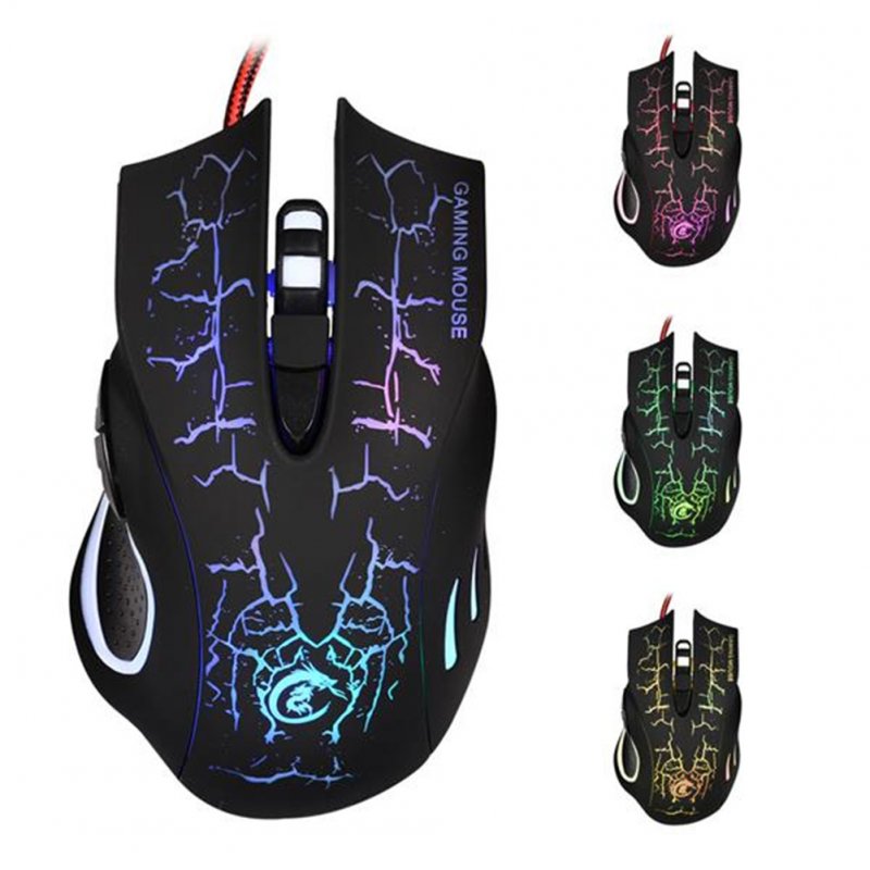 A888 Computer Mouse Crack Pattern Usb Wired Gaming Mouse Wired Led Light black_58439208